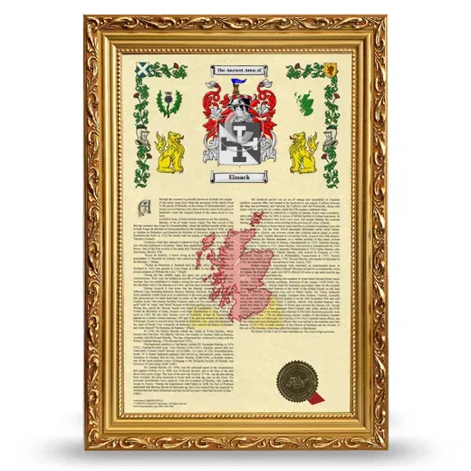 Elmack Armorial History Framed - Gold