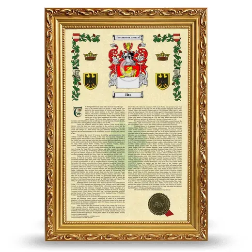 Eltz Armorial History Framed - Gold