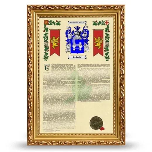 Emberlie Armorial History Framed - Gold