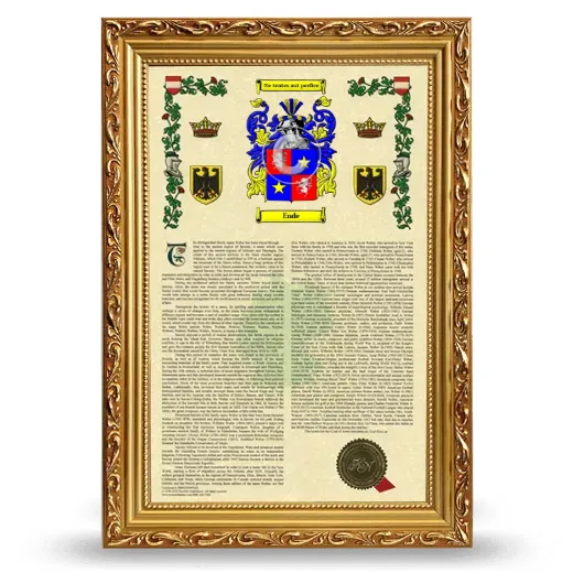 Ende Armorial History Framed - Gold