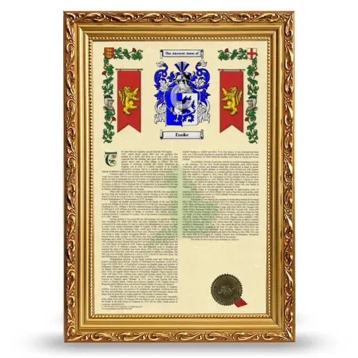 Enoke Armorial History Framed - Gold