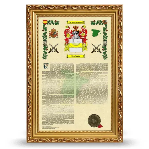 Escalante Armorial History Framed - Gold