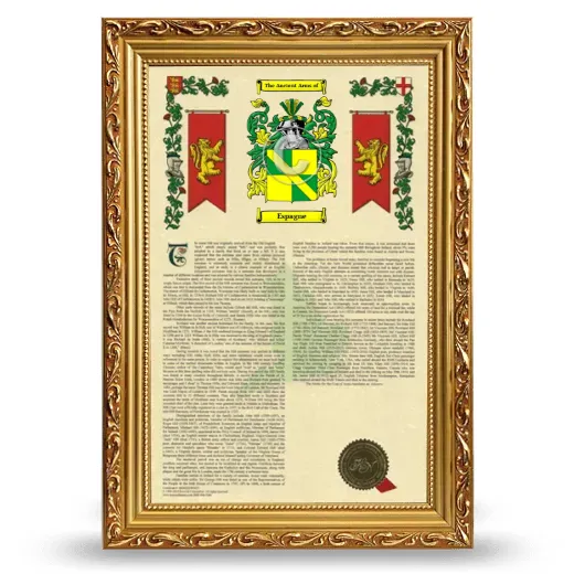 Espagne Armorial History Framed - Gold