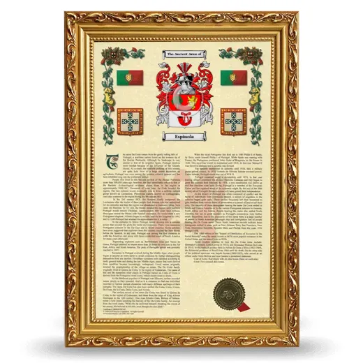 Espinola Armorial History Framed - Gold
