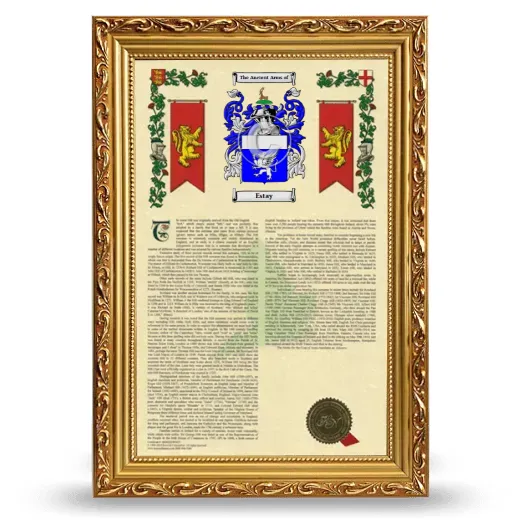 Estay Armorial History Framed - Gold