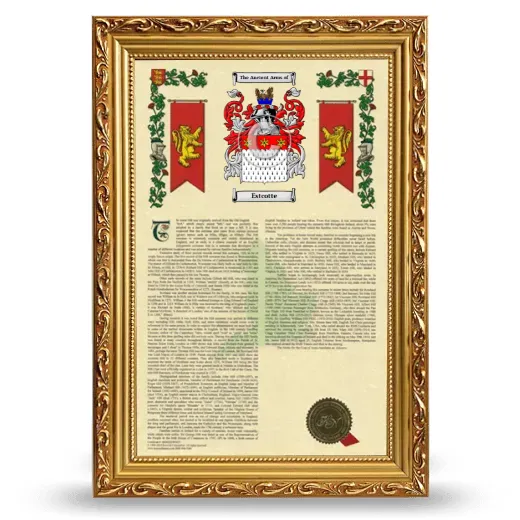 Estcotte Armorial History Framed - Gold