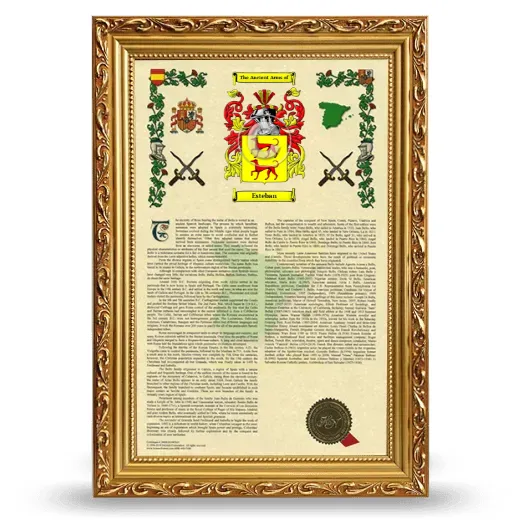 Esteban Armorial History Framed - Gold