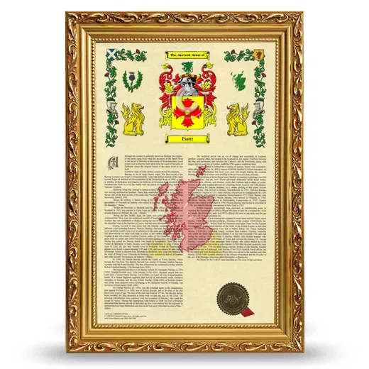 Evett Armorial History Framed - Gold