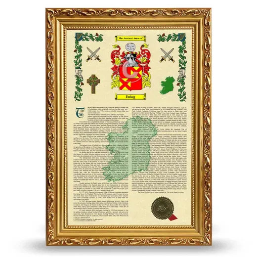 Ewing Armorial History Framed - Gold