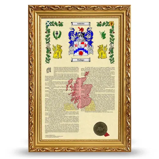 Ewings Armorial History Framed - Gold