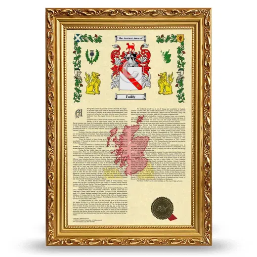 Faddy Armorial History Framed - Gold