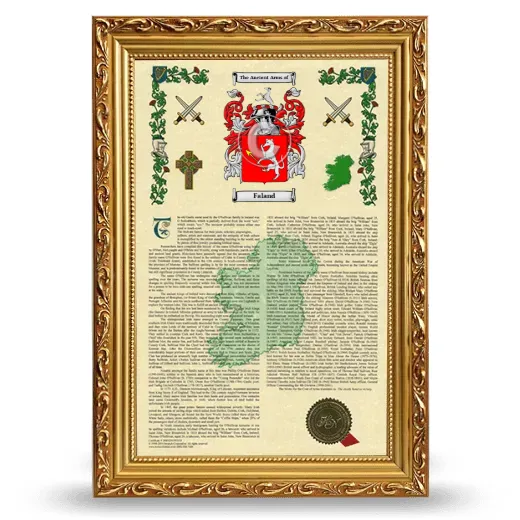 Faland Armorial History Framed - Gold