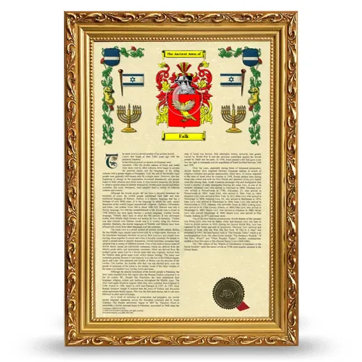 Falk Armorial History Framed - Gold