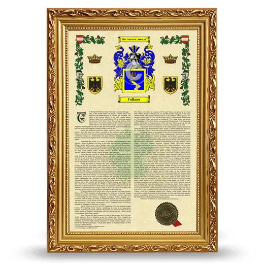 Falkner Armorial History Framed - Gold