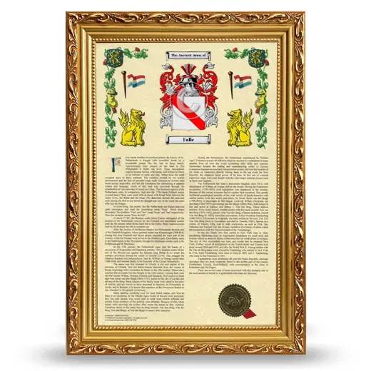 Falle Armorial History Framed - Gold