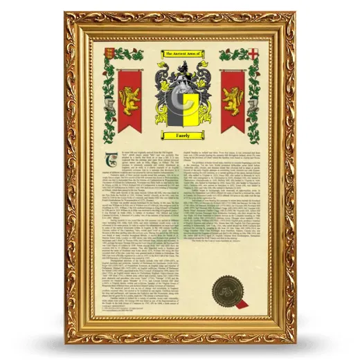 Farely Armorial History Framed - Gold