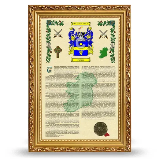 Fargus Armorial History Framed - Gold