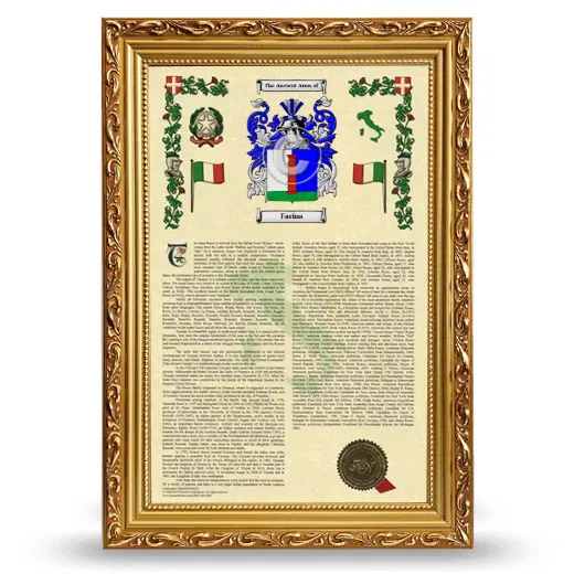 Farina Armorial History Framed - Gold