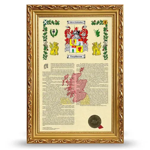 Farquharson Armorial History Framed - Gold