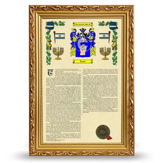 Faust Armorial History Framed - Gold