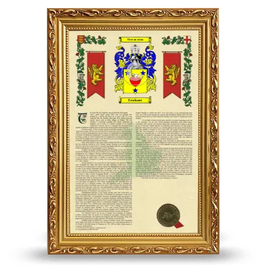 Fawkner Armorial History Framed - Gold