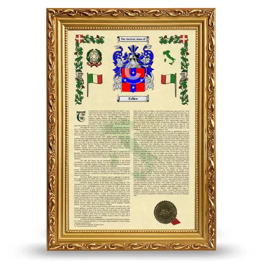 Felice Armorial History Framed - Gold