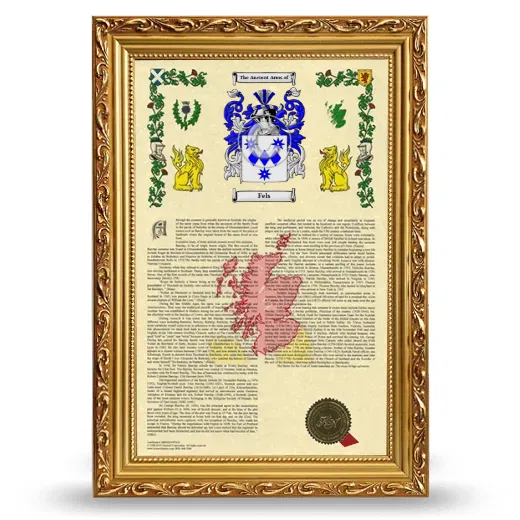 Fels Armorial History Framed - Gold
