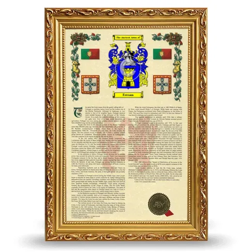Fernan Armorial History Framed - Gold