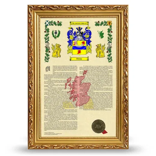 Ferny Armorial History Framed - Gold