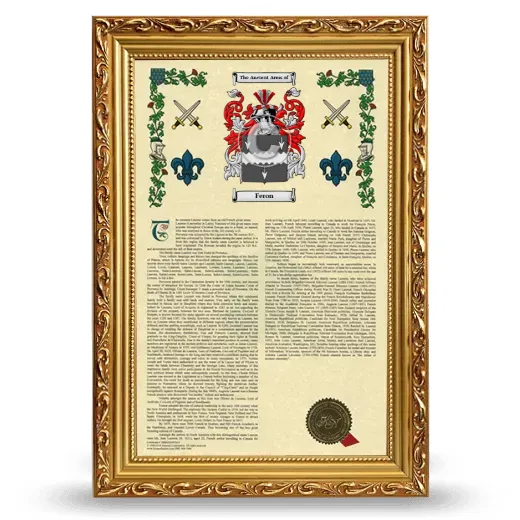 Feron Armorial History Framed - Gold