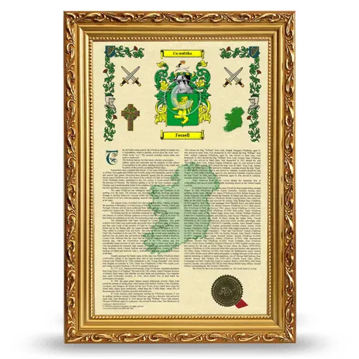 Ferrell Armorial History Framed - Gold