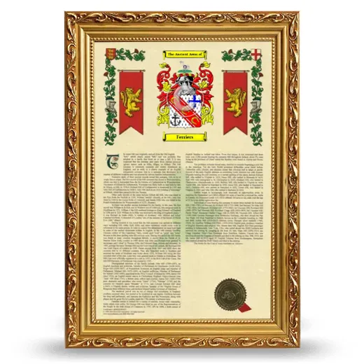 Ferriers Armorial History Framed - Gold