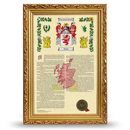 Ferris Armorial History Framed - Gold