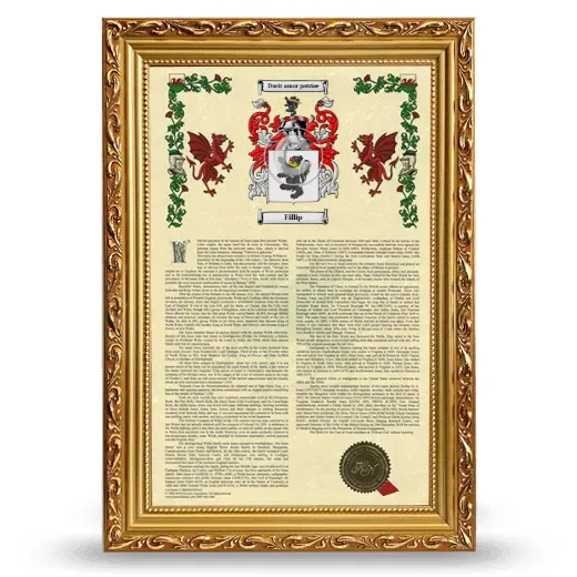 Fillip Armorial History Framed - Gold