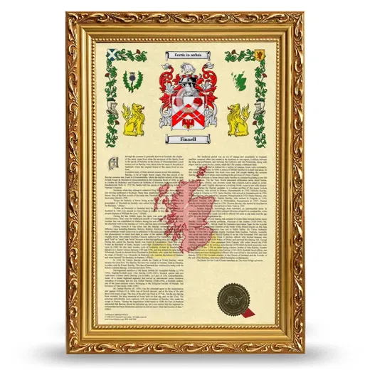 Finnell Armorial History Framed - Gold