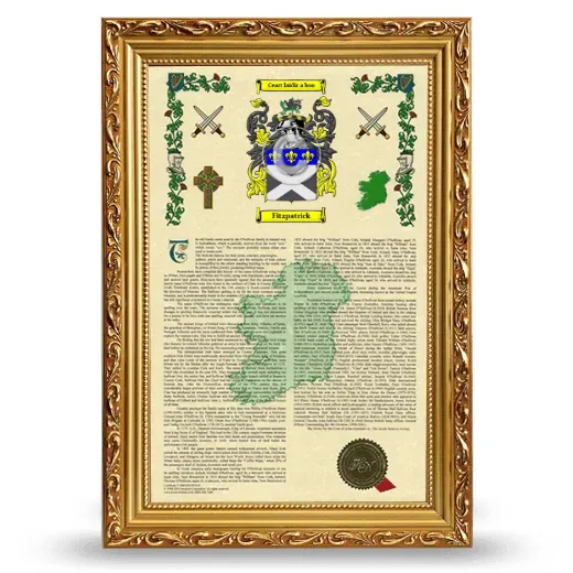 Fitzpatrick Armorial History Framed - Gold