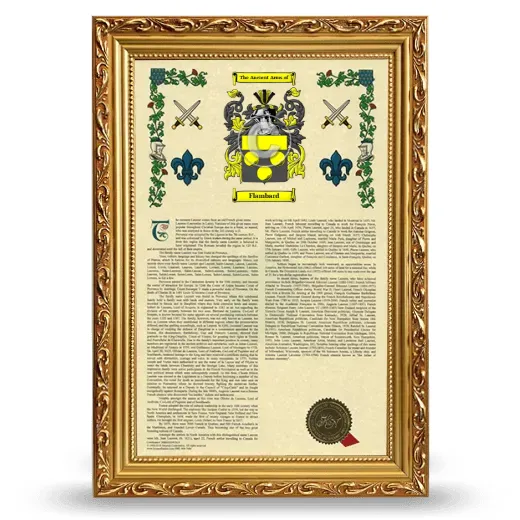 Flambard Armorial History Framed - Gold