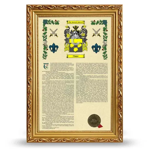 Flame Armorial History Framed - Gold