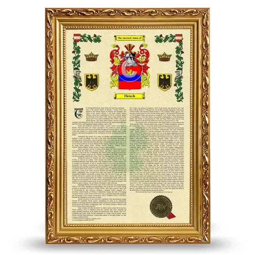 Fleisch Armorial History Framed - Gold