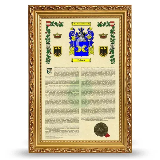 Folback Armorial History Framed - Gold