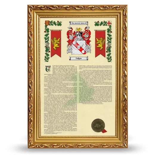 Folger Armorial History Framed - Gold