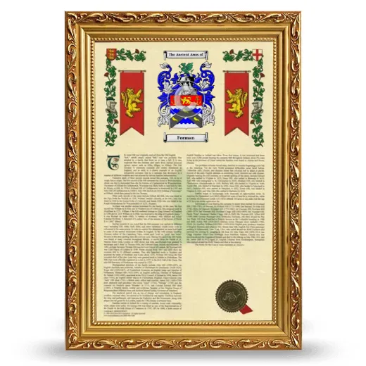 Forman Armorial History Framed - Gold