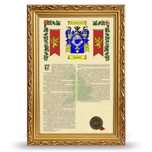 Forrester Armorial History Framed - Gold