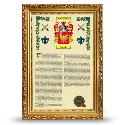 Forrestier Armorial History Framed - Gold