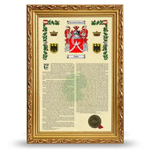 Forst Armorial History Framed - Gold