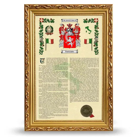 Fortunato Armorial History Framed - Gold
