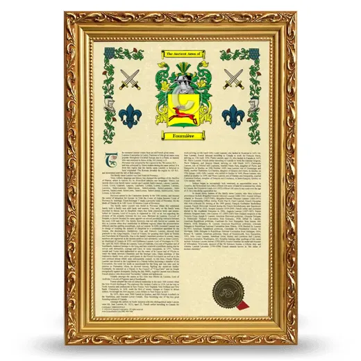 Fournière Armorial History Framed - Gold