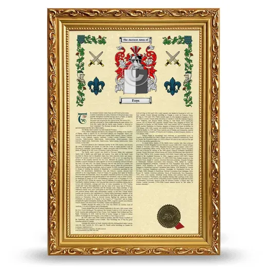 Foys Armorial History Framed - Gold