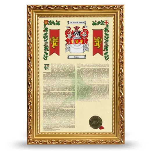 Fram Armorial History Framed - Gold