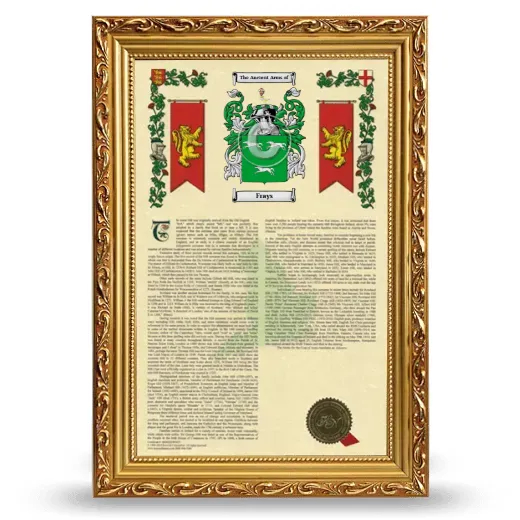 Frays Armorial History Framed - Gold